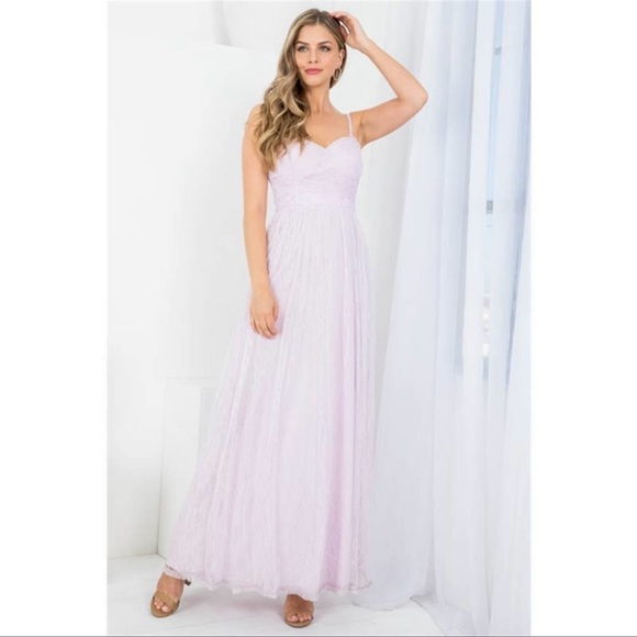 Lace Overlay Lavender Spaghetti Strap Maxi Dress - Picture 4 of 6